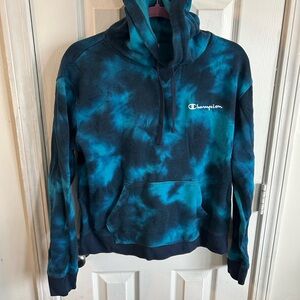 Champion kids Teal & Navy Tie-Dye  Hoodie